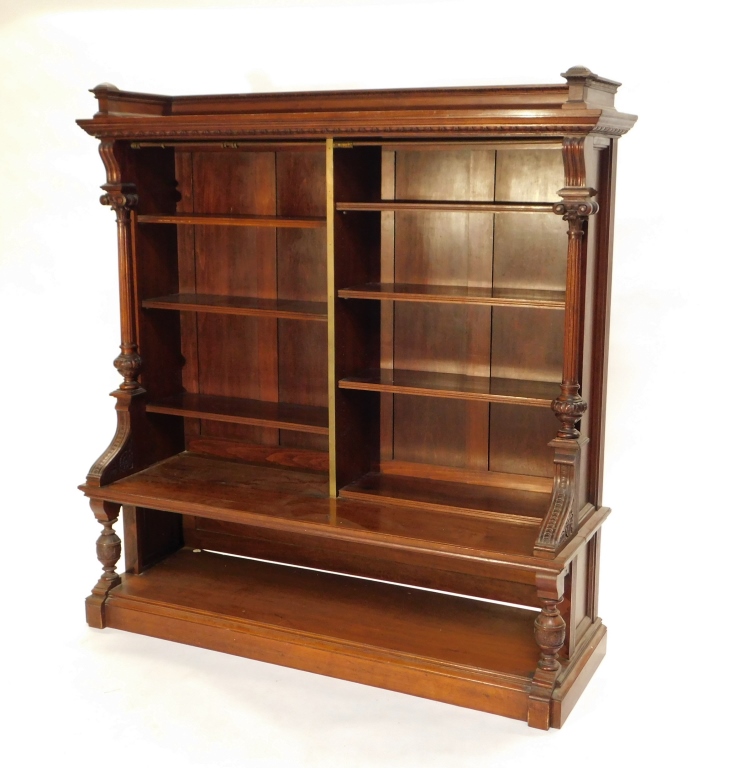 VICTORIAN CARVED WALNUT STEP BACK