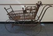 VICTORIAN CARVED WOOD PRAM, 40