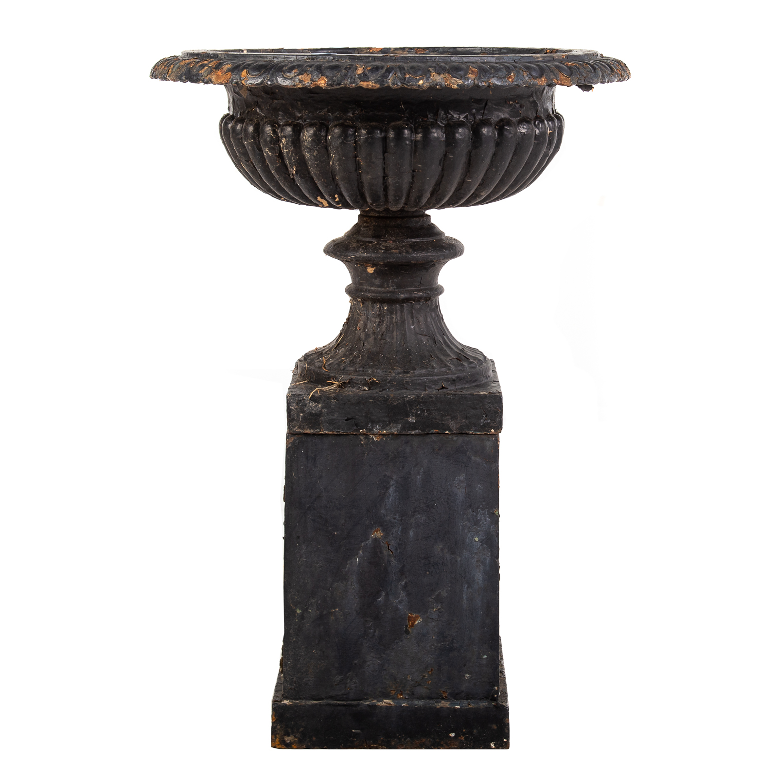 VICTORIAN CAST IRON GARDEN URN WITH