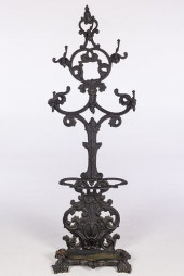 VICTORIAN CAST IRON HALL TREE,