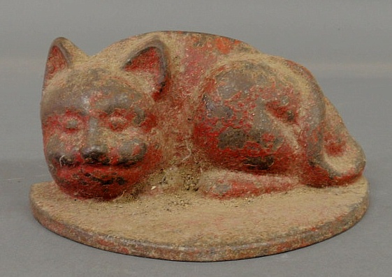 Victorian cast iron recumbent cat