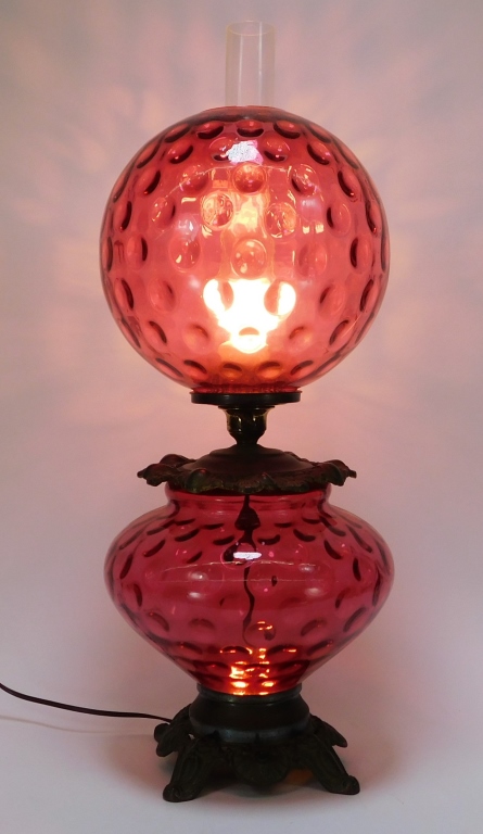 VICTORIAN COIN SPOT CRANBERRY GLASS