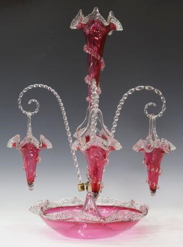 VICTORIAN CRANBERRY GLASS EPERGNE