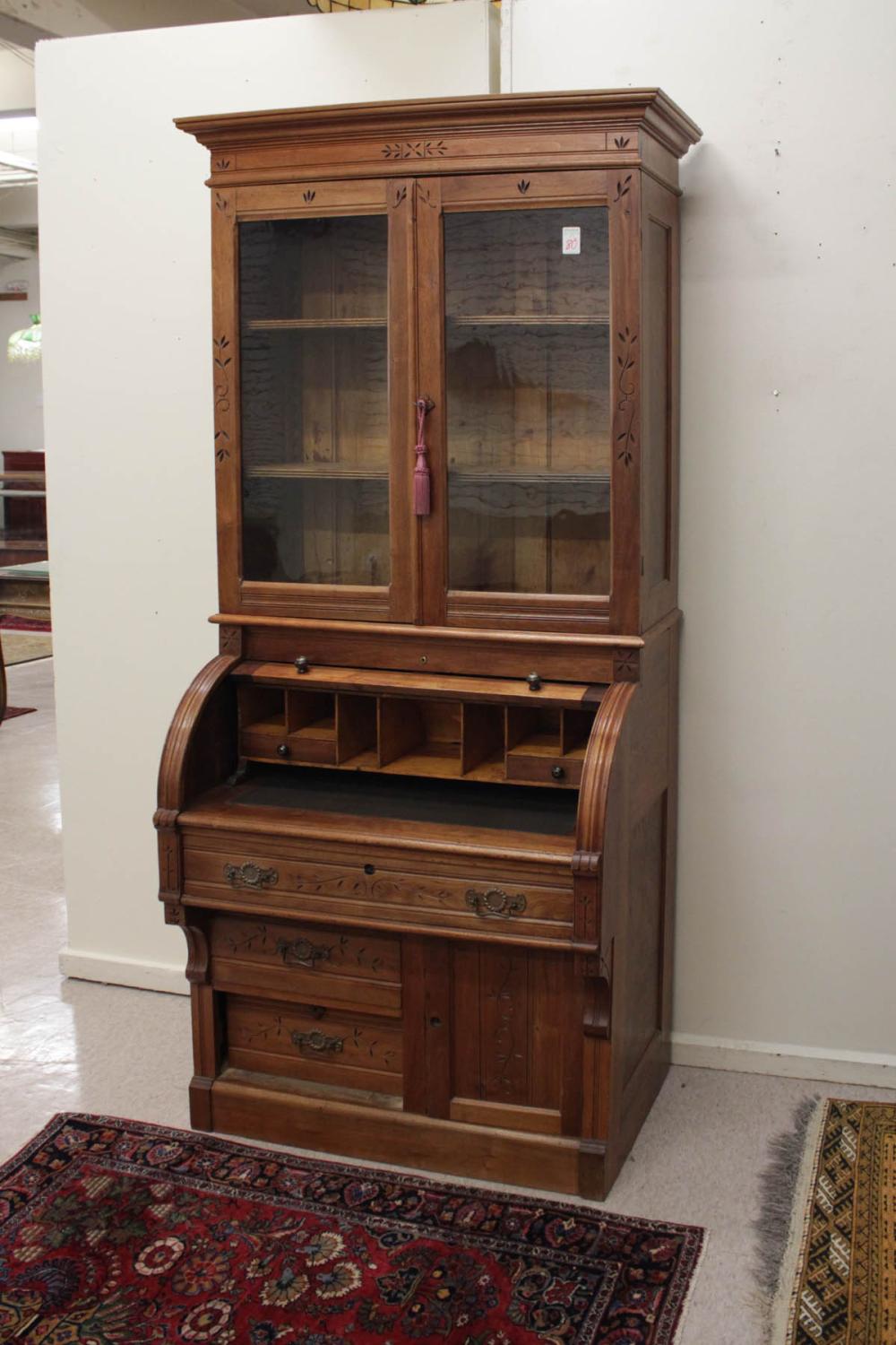 VICTORIAN CYLINDER-ROLL SECRETARY