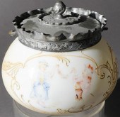 VICTORIAN DECORATED MILK GLASS
