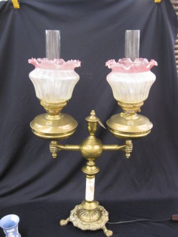 Victorian Double Banquet Lamp brass