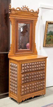 VICTORIAN DRESSER WITH MIRROR.
