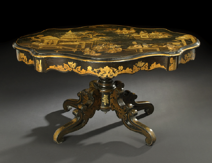 Victorian Ebonized and Gilt Low