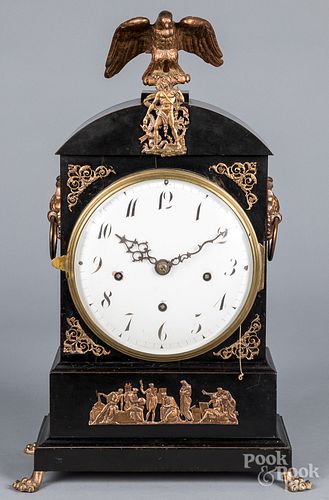 VICTORIAN EBONIZED MANTEL CLOCK.