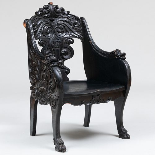 VICTORIAN EBONIZED OAK DESK
