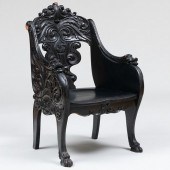VICTORIAN EBONIZED OAK DESK CH