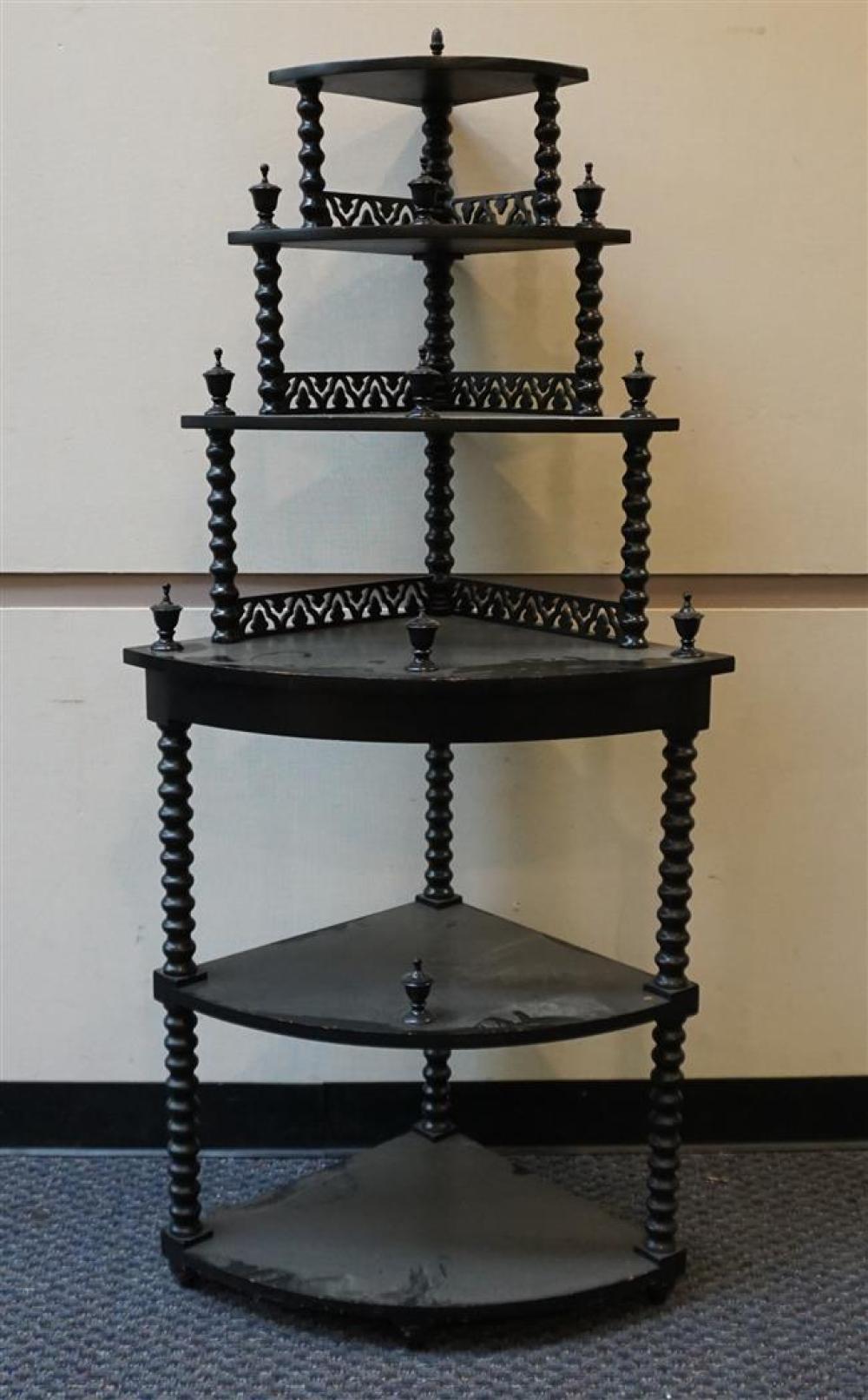 VICTORIAN EBONIZED TURNED FRUITWOOD