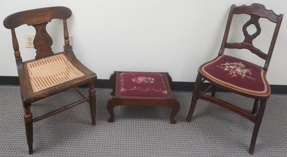 VICTORIAN EMBROIDERED AND CANE SEAT