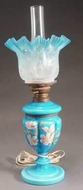 VICTORIAN ENAMEL DECORATED BLU