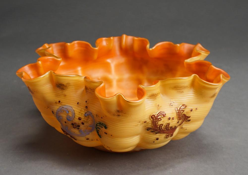 VICTORIAN ENAMEL DECORATED YELLOW
