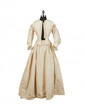 VICTORIAN ERA WHITE SILK MOIRE