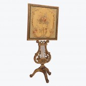 VICTORIAN FIRE SCREEN WITH FLO