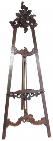 VICTORIAN FLOOR EASEL, CARVED