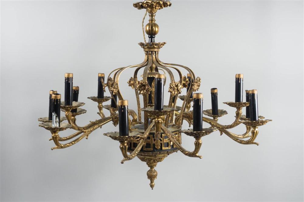 VICTORIAN GILT BRASS 18-LIGHT