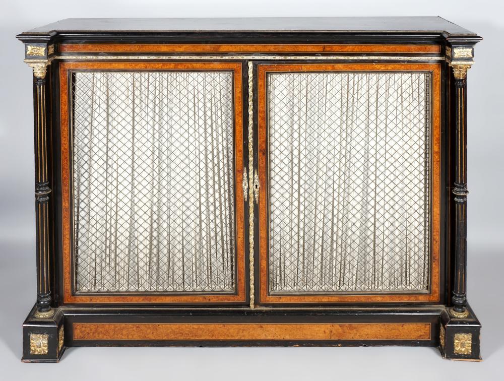 VICTORIAN GILT-BRASS METAL EBONIZED
