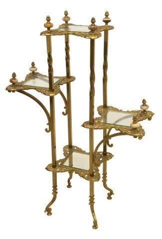 VICTORIAN GILT BRASS TIERED FOLIATE