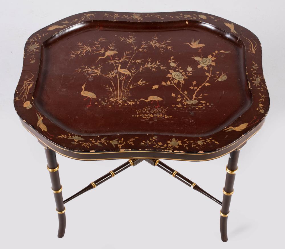 VICTORIAN GILT MAUVE LACQUER PAPIER