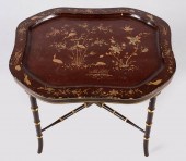 VICTORIAN GILT MAUVE LACQUER P