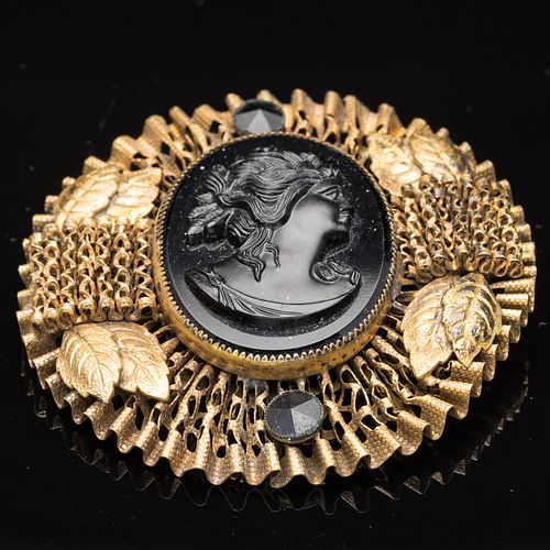 VICTORIAN GILT METAL AND ONYX