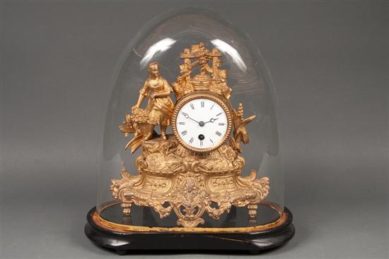 Victorian gilt metal figural mantel