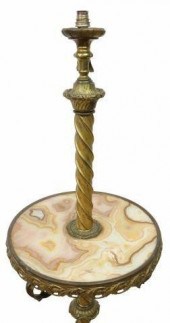 VICTORIAN GILT METAL & ONYX TE