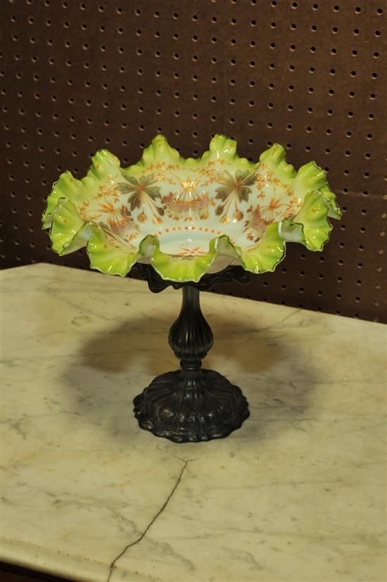 VICTORIAN GLASS BRIDE'S BOWL AND
