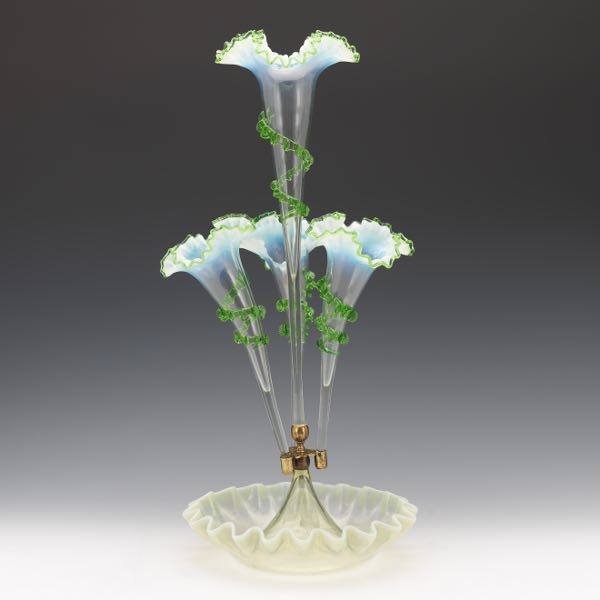 VICTORIAN GLASS EPERGNE  22 ½" x 10