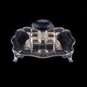 VICTORIAN GLASS INKWELL WITH S