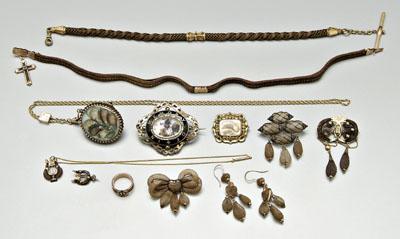 Victorian gold hairwork jewelry, 13