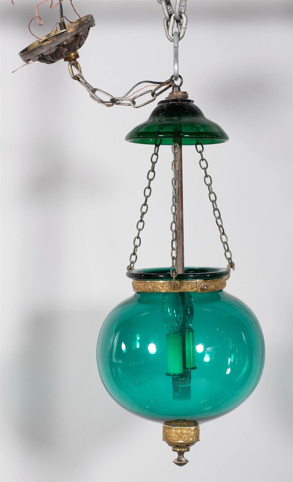 VICTORIAN GREEN BRISTOL GLASS AND