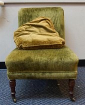 VICTORIAN GREEN VELVET UPHOLST