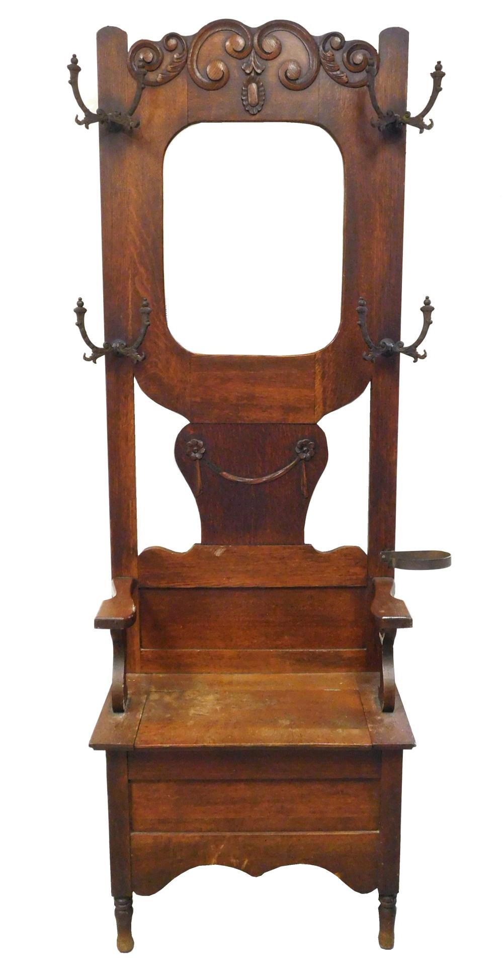 VICTORIAN HALL RACK WITH LIFT SEAT,
