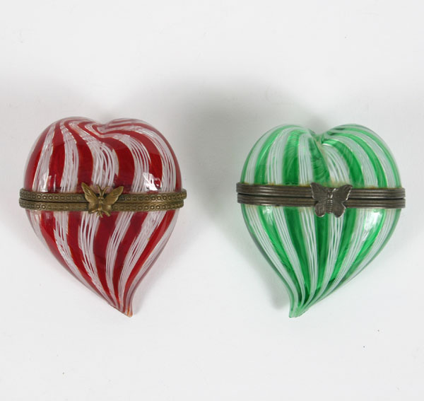 Victorian hand blown glass boxes;