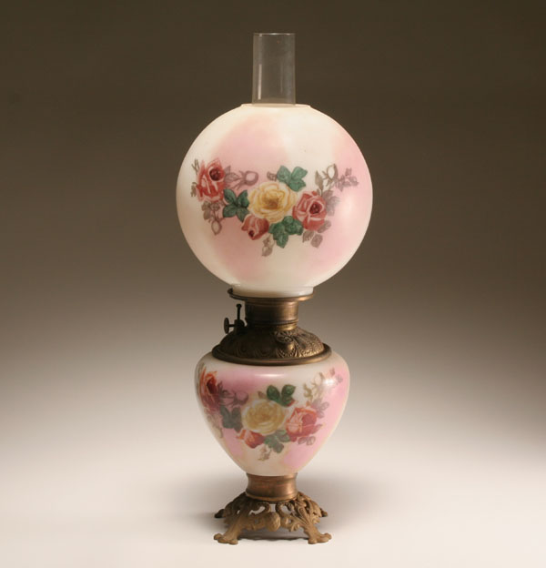 Victorian hand painted oil lamp
