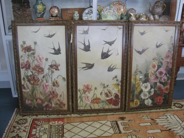 Victorian Handpainted Screen