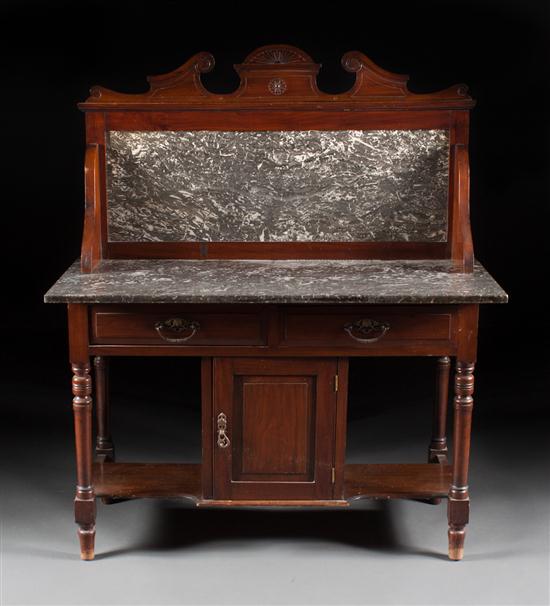 Victorian incised walnut marble top