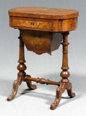 Victorian inlaid burlwood tabl