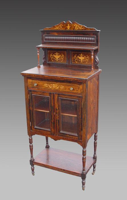 VICTORIAN INLAID DISPLAY CABINET: