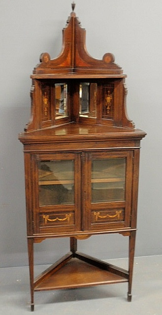 Victorian inlaid walnut corner