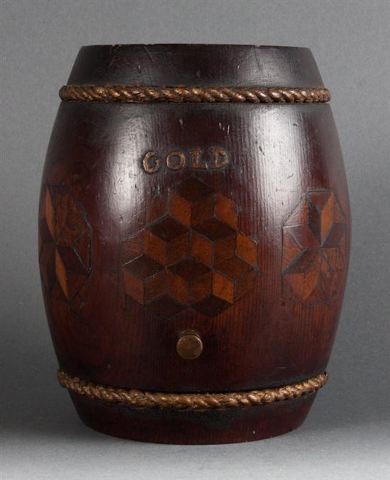 Victorian inlaid wood ''Pot of