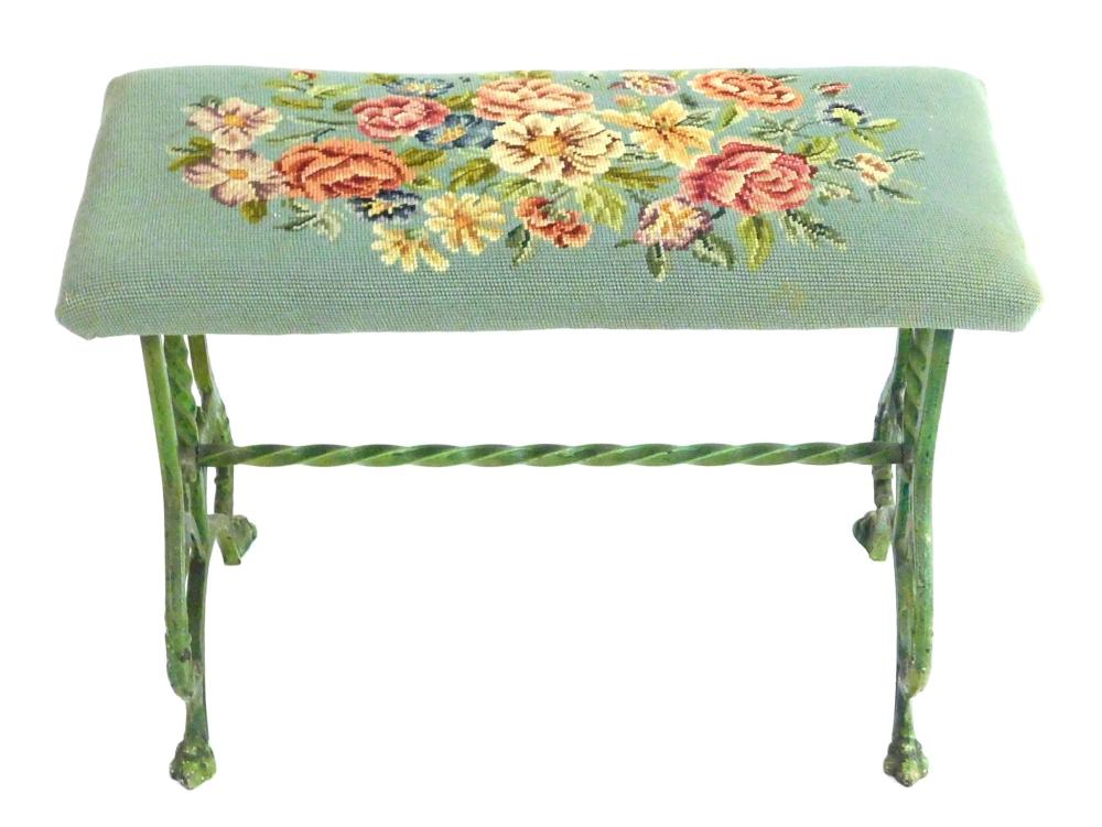 VICTORIAN IRON BASE STOOL WITH