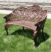 Victorian iron garden seat; in