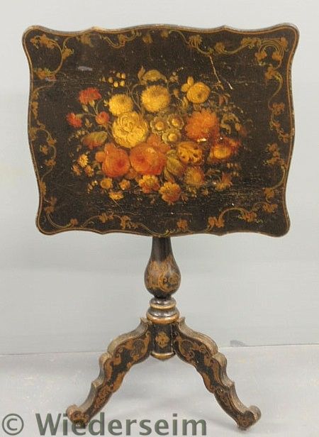 Victorian japanned tilt-top tea