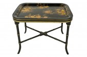 VICTORIAN LACQUERED AND GILT P