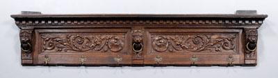 Victorian lion carved coat rack,